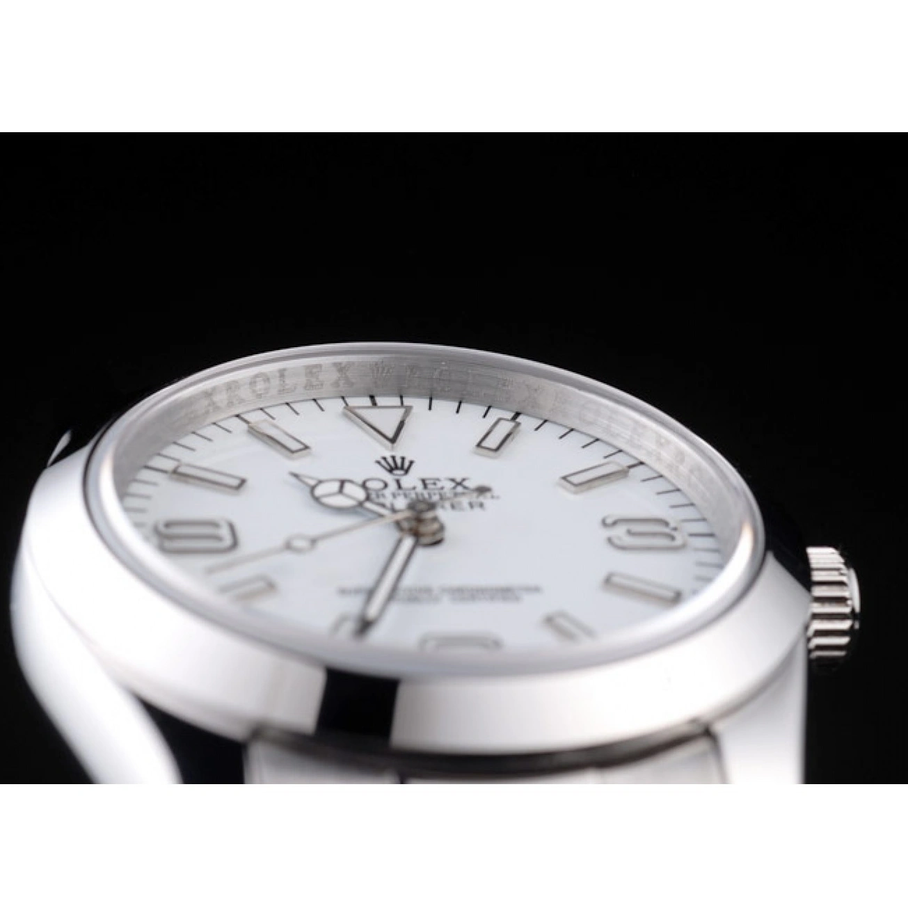 Rolex aaa copy Steel Explorer Polished White Rolex Stainless Dial 98086 1025